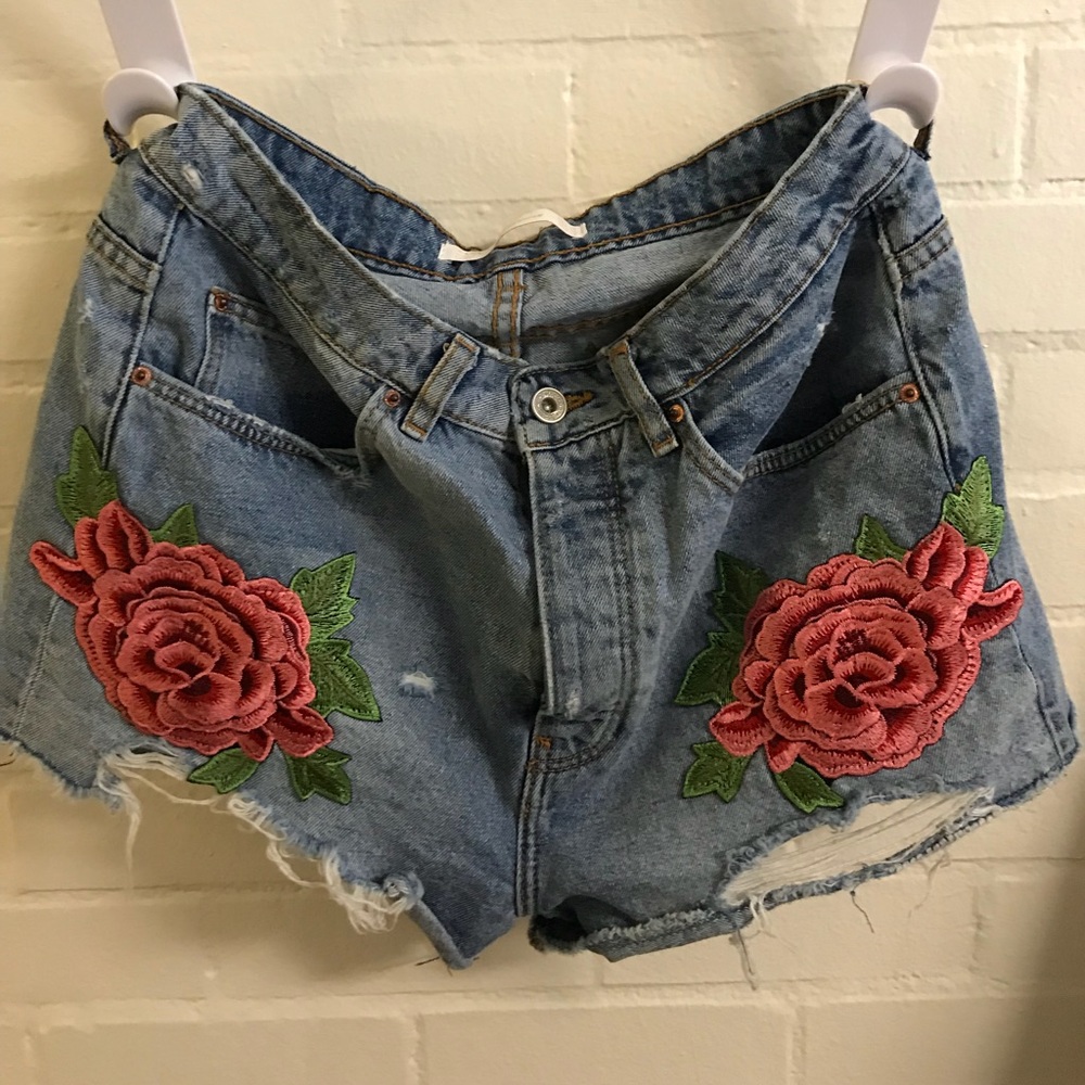 Zara Flower Jean Shorts